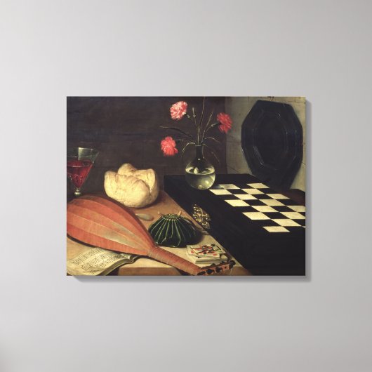 Stilleven met schaakbord, 1630 canvas afdruk (Voorkant)