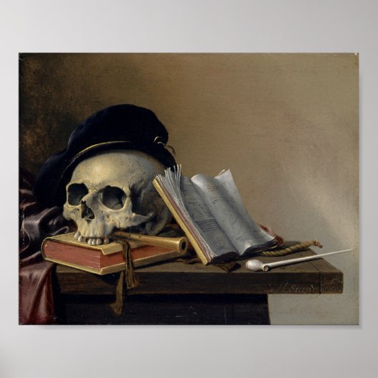Stilleven met schedel | Harmen Steenwyck Poster (Voorkant)