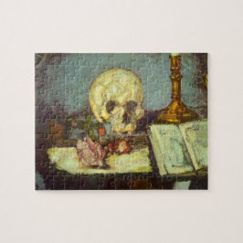 Stilleven met schedel, kaars en boek door Paul Cez Legpuzzel