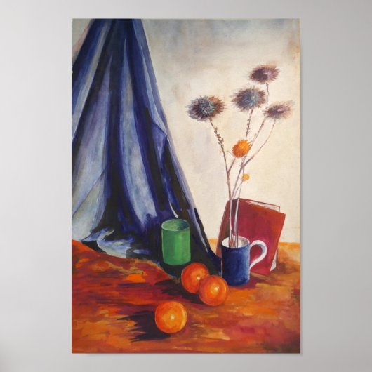 Stilleven met sinaasappels & kan – Keukenmuur Kuns Poster (Voorkant)