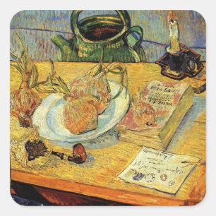 Stilleven met tekenbord van Vincent van Gogh Vierkante Sticker
