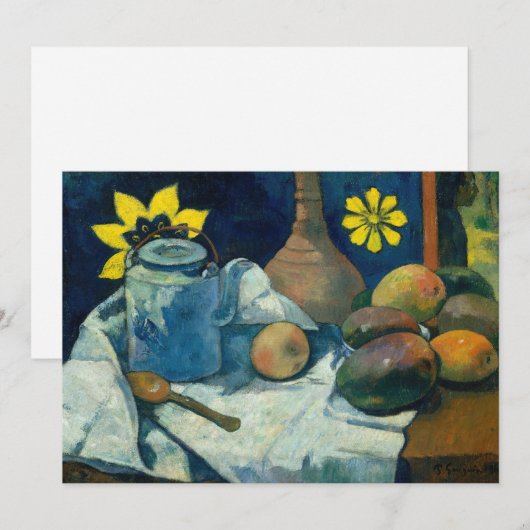 Stilleven met theepot en fruit | Paul Gauguin (Voorkant / Achterkant)