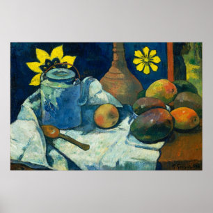 Stilleven met theepot en fruit, Paul Gauguin Poster