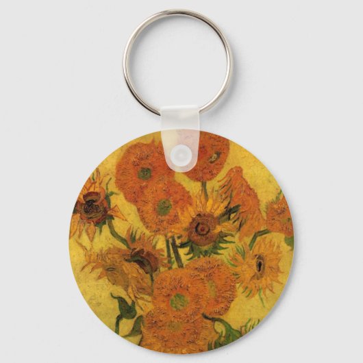 Stilleven met vaas met 15 zonnebloemen sleutelhanger (Voorkant)