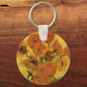 Stilleven met vaas met 15 zonnebloemen sleutelhanger (Achterkant)