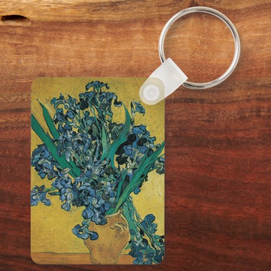 Stilleven met vaas met irissen van Vincent van Gog Sleutelhanger (Achterkant)