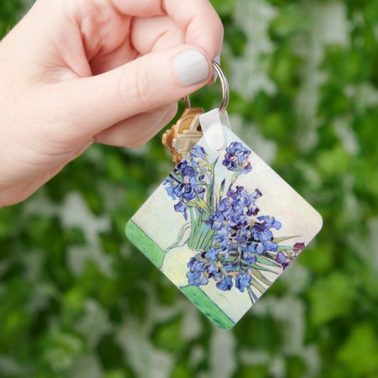 Stilleven met vaas met irissen van Vincent van Gog Sleutelhanger (Hand)