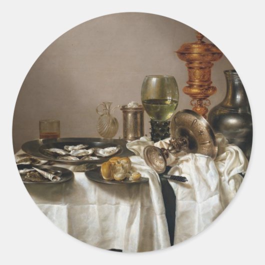 Stilleven met verguld beker - Willem Claesz. hoofd Ronde Sticker (Voorkant)