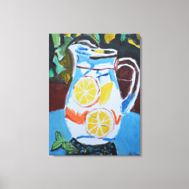Stilleven met verse limonadekanne canvas afdruk