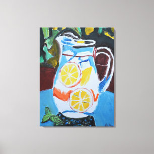 Stilleven met verse limonadekanne canvas afdruk