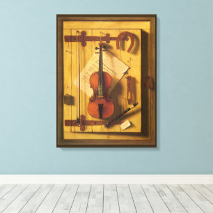 Stilleven met viool en muziek van William Harnett Canvas Afdruk