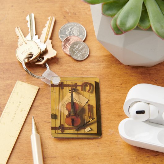 Stilleven met viool en muziek van William Harnett Sleutelhanger (Bureau)