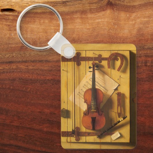 Stilleven met viool en muziek van William Harnett Sleutelhanger (Voorkant)