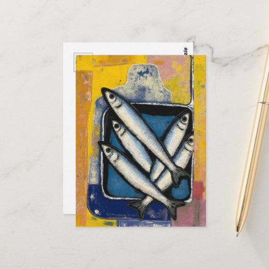 Stilleven met visblik briefkaart (Voorkant / Achterkant in situ)