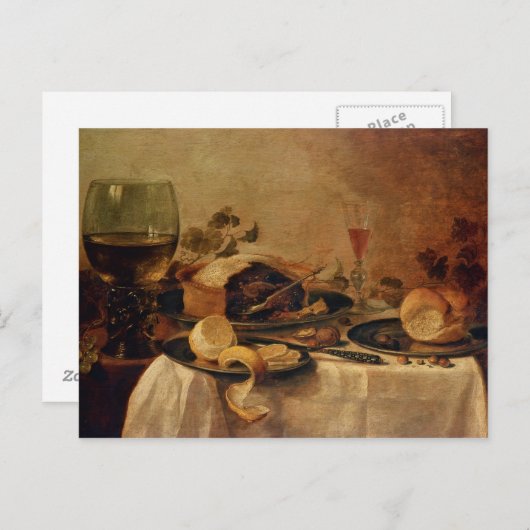 Stilleven met Vlaai, 1635 Briefkaart (Voorkant / Achterkant)