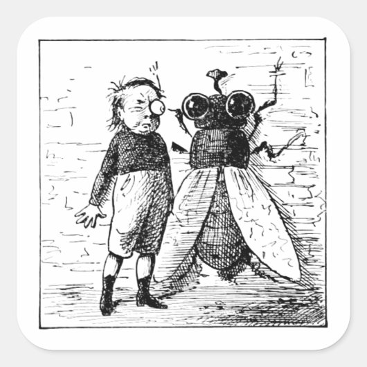 "Stilleven met vlieg" Vierkante Sticker Set (Voorkant)