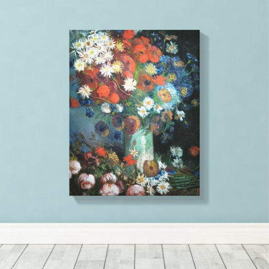 Stilleven met weidebloemen | Vincent van Gogh Canvas Afdruk (Insitu (Houten vloer))