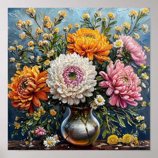 🌸 Stilleven met wilde bloemen Rustig bloemstuk op Poster (Voorkant)