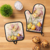 Stilleven ontwerp ovenwant & pannenlap set (Top down)