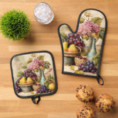 Stilleven ontwerp ovenwant & pannenlap set (Top down)