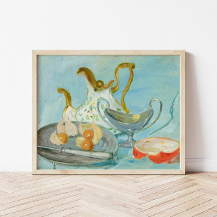 Stilleven op een blauwe achtergrond   Tadeusz Mako Poster