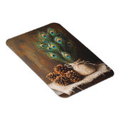 Stilleven Peacock Feathers Pinecones Flexibel Magneet (Rechterzijde)