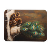 Stilleven Peacock Feathers Pinecones Flexibel Magneet (Horizontaal)