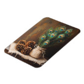Stilleven Peacock Feathers Pinecones Flexibel Magneet (Linkerzijde)
