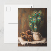Stilleven Peacock veren Pinecones Briefkaart (Voorkant / Achterkant)