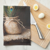 Stilleven Peacock veren Pinecones Theedoek (Quarter Fold)
