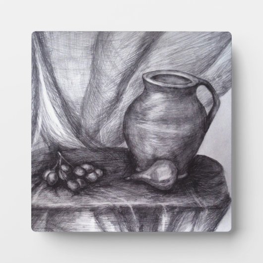Stilleven potlood tekening 5.25 x 5.25 met Ezel Fotoplaat (Voorkant)