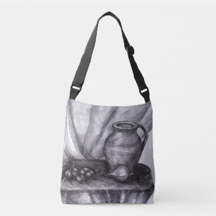 Stilleven potlood tekening klassieke crossbody tas