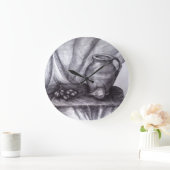 Stilleven potlood tekening klassieke wandklok (Huis)