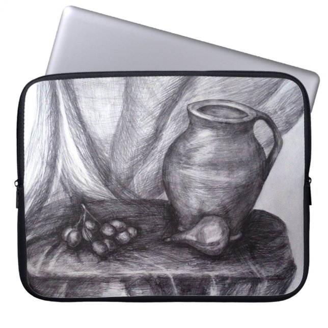 Stilleven potlood tekening neopreen laptop mouw sleeve (Voorkant)