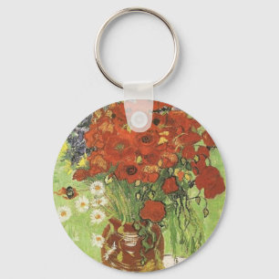 Stilleven - Rode klaprozen en margrieten Sleutelhanger