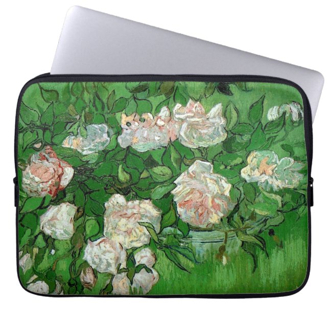 Stilleven: Roze rozen door Vincent van Gogh Laptop Sleeve (Voorkant)