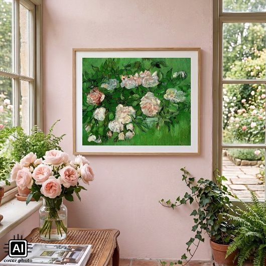 Stilleven: Roze Rozen door Vincent van Gogh Poster