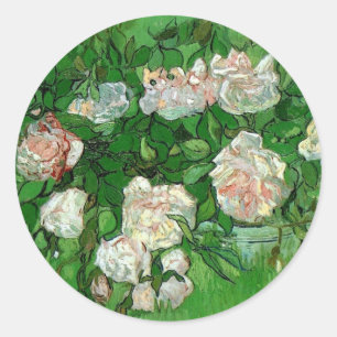 Stilleven: Roze rozen door Vincent van Gogh Ronde Sticker