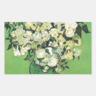 Stilleven - Roze rozen in een vaas Vincent van Gog Rechthoekige Sticker