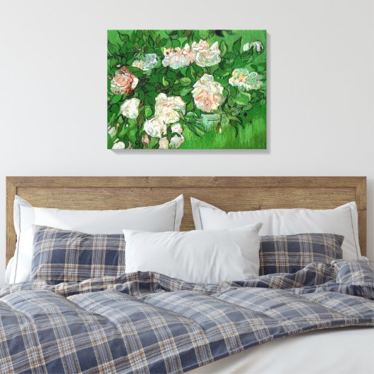 Stilleven: Roze rozen van Vincent van Gogh Canvas Afdruk (Insitu (Slaapkamer))