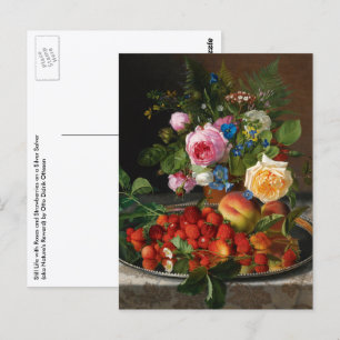 Stilleven Rozen en Aardbeien door Otto Ottesen Briefkaart