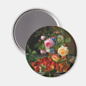 Stilleven Rozen en Aardbeien door Otto Ottesen Magneet (Voorkant / Achterkant)