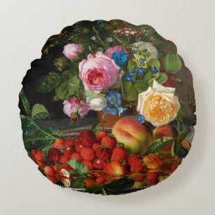 Stilleven Rozen en Aardbeien door Otto Ottesen Rond Kussen