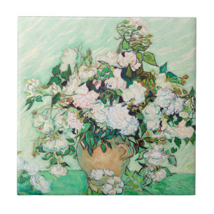 Stilleven Rozen in een vaas door Vincent van Gogh Tegeltje