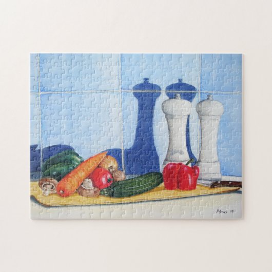 Stilleven schilderen groenten op snijplank legpuzzel (Horizontaal)