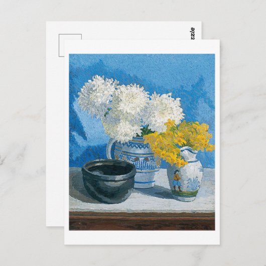 Stilleven Schilderen met witte en gele bloemen Briefkaart (Voorkant / Achterkant)