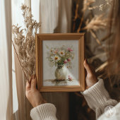 Stilleven schilderij lente bloem boeket in vaas poster