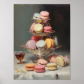 Stilleven Schilderij van Franse Macarons, Dessert  Poster (Voorkant)