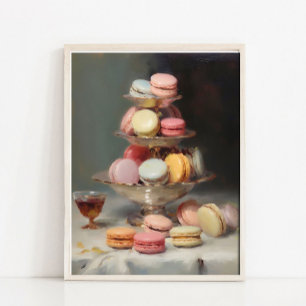 Stilleven Schilderij van Franse Macarons, Dessert Poster