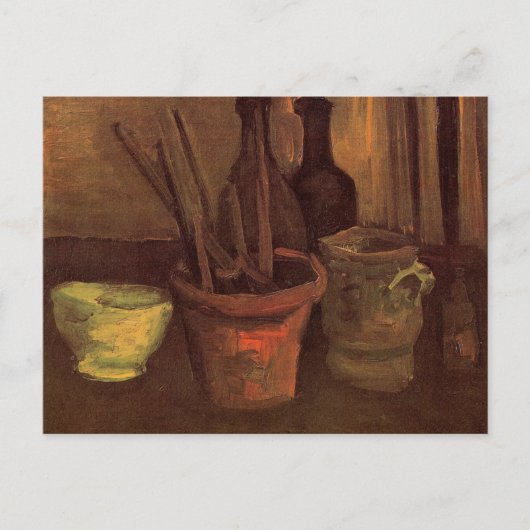 Stilleven Schilderkwasten in Pot door Vincent van Briefkaart (Voorkant)